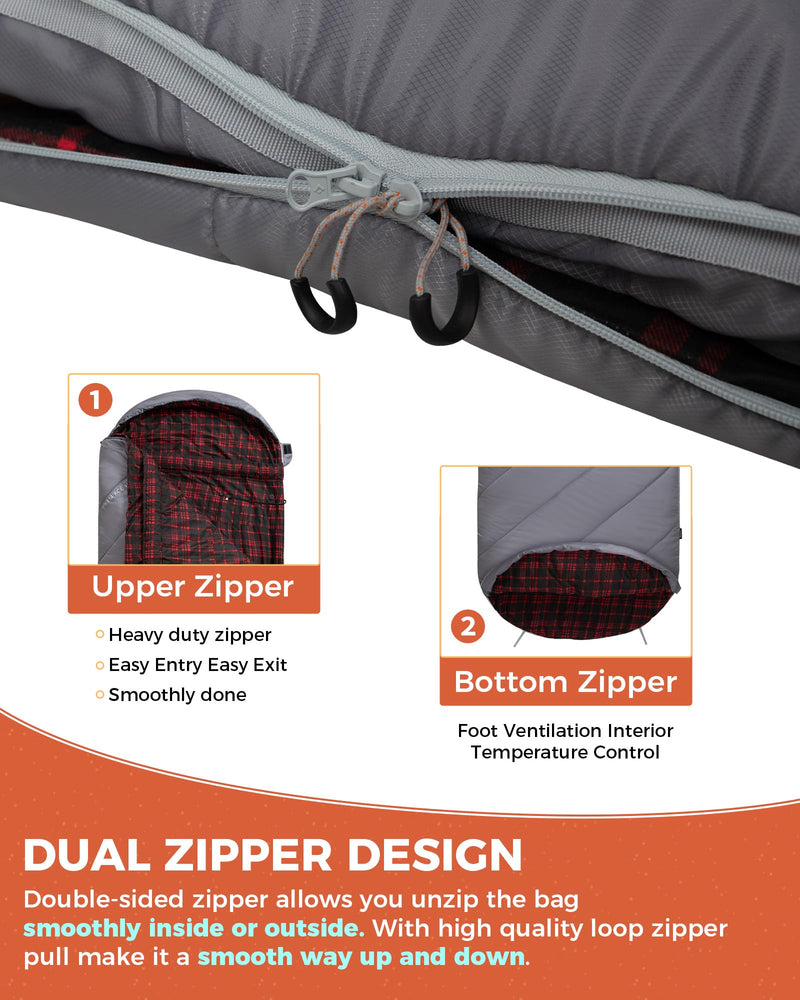 Load image into Gallery viewer, KingCamp FREESPACE HEATING 250 Heated Sleeping Bag Dual Zipper Design