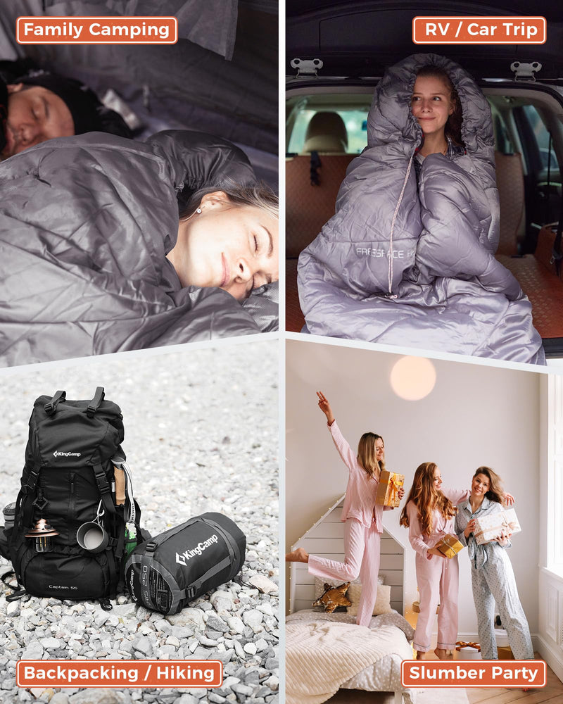 Load image into Gallery viewer, KingCamp FREESPACE HEATING 250 Heated Sleeping Bag – Extra Wide, Cold Weather & Fast-Warming (17°F to 54°F)