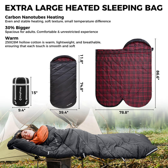 KingCamp FREESPACE HEATING 250 Heated Sleeping Bag Extra Large