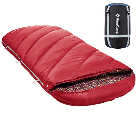 KingCamp FREESPACE 350 Flannel Sleeping Bag-Envelope With Hood Extra Large