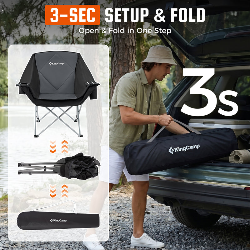 Load image into Gallery viewer, KingCamp Folding Sofa Chair | Padded Camping Chair with Cooler Armrest, Cup Holder, 300lb Capacity Portable Outdoor Couch