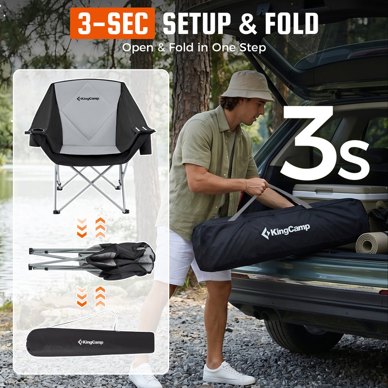 Load image into Gallery viewer, KingCamp Folding Sofa Chair | Padded Camping Chair with Cooler Armrest, Cup Holder, Easy Setup and Fold