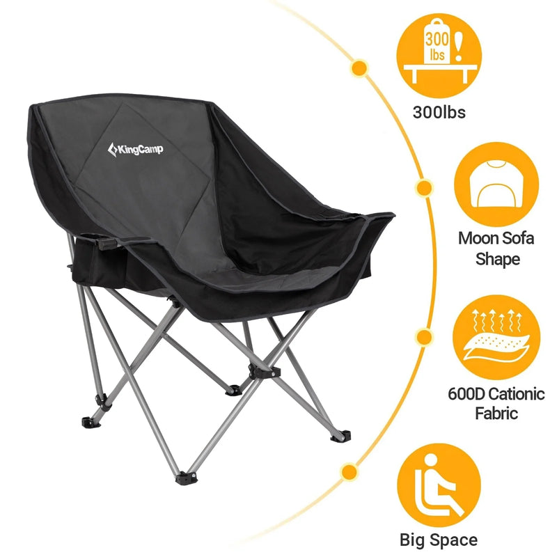 Load image into Gallery viewer, KingCamp Folding Sofa Chair | Padded Camping Chair with Cooler Armrest, Cup Holder & Wine Glass Holder, 300lb Capacity Portable Outdoor Couch for Camping, Beach & Tailgating