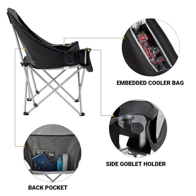 Load image into Gallery viewer, KingCamp Folding Sofa Chair | Padded Camping Chair with Cooler Armrest, Cup Holder & Wine Glass Holder, 300lb Capacity Portable Outdoor Couch for Camping, Beach & Tailgating