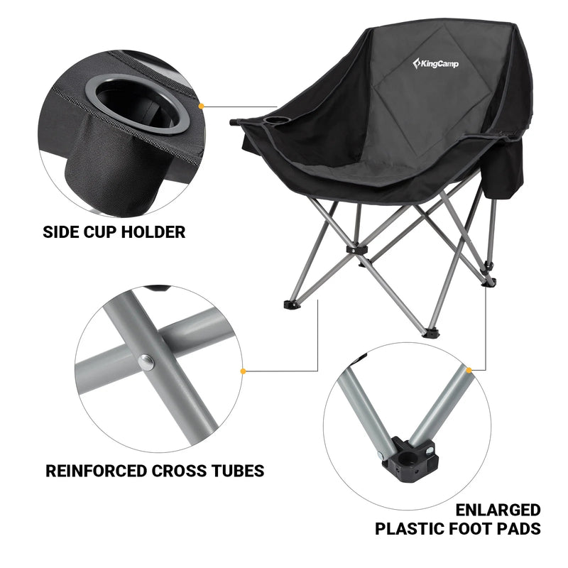 Load image into Gallery viewer, KingCamp Folding Sofa Chair | Padded Camping Chair with Cooler Armrest, Cup Holder & Wine Glass Holder, 300lb Capacity Portable Outdoor Couch for Camping, Beach & Tailgating