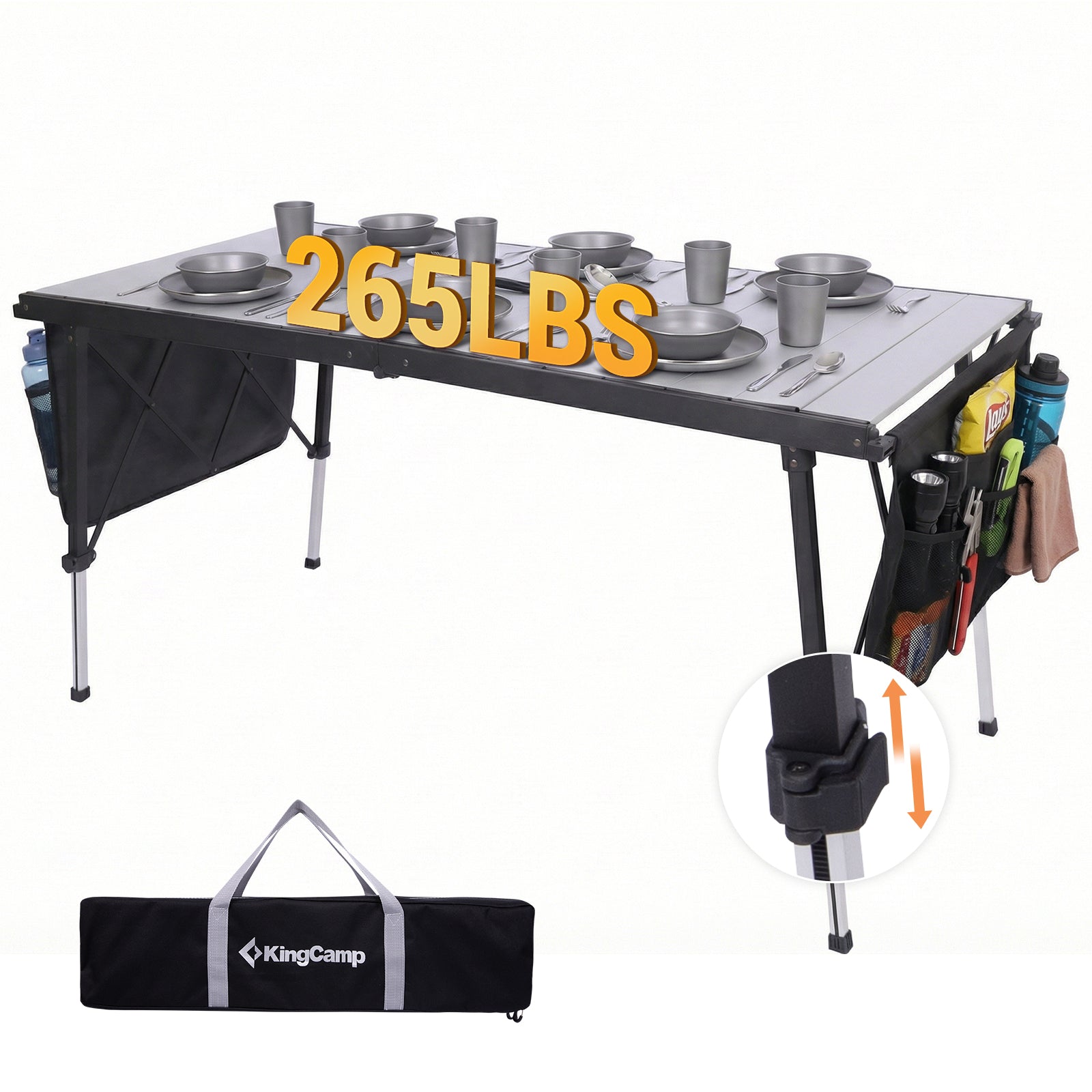 KingCamp GRANITE C14070 Folding Camping Table | 55-Inch Extra Long