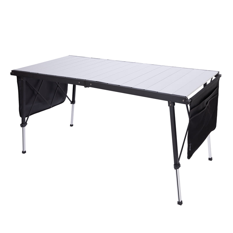 Load image into Gallery viewer, KingCamp GRANITE C14070 Folding Camping Table | Heavy Duty 55-Inch Long Table for 6-8 People, Adjustable Height (19"-28") & Side Pockets, Holds 265 lbs