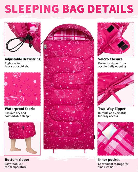 KingCamp Galaxy Zoo C 300 Kids Sleeping Bag – Adjustable Length