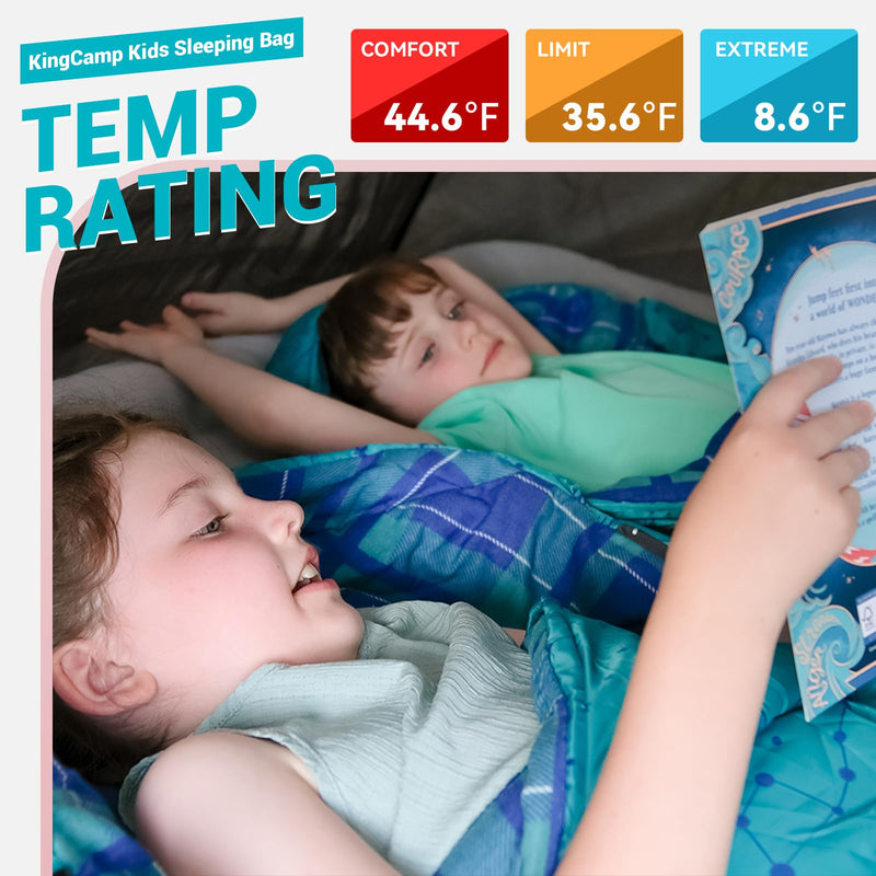 Load image into Gallery viewer, KingCamp Galaxy Zoo Kids Sleeping Bag - Adjustable Length 3-in-1 Hooded Sleeping Bag for Camping, Ages 3-10 (up to 4'7" Tall)