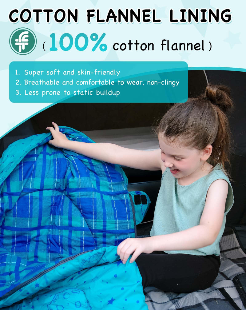 Load image into Gallery viewer, KingCamp Galaxy Zoo Kids Sleeping Bag - Adjustable Length 3-in-1 Hooded Sleeping Bag for Camping, Ages 3-10 (up to 4'7" Tall)