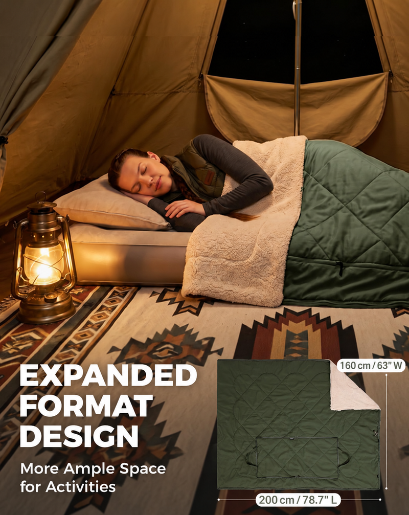 Load image into Gallery viewer, KingCamp HAZE 50 4-in-1 Camping Blanket, Sherpa Fleece Wearable Blanket, Zip-Up Sleeping Bag & Travel Pillow