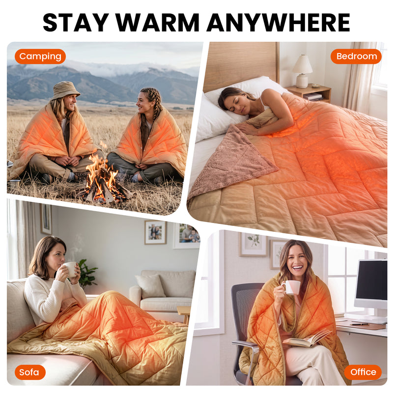 Load image into Gallery viewer, KingCamp HEATED NIMBUS Blanket, 4-Zone Portable Heated Camping Blanket with Sherpa Fleece, Water-Resistant Outdoor Electric Blanket, 78.7" x 57.1"