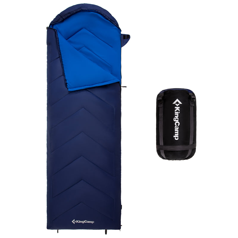 Load image into Gallery viewer, KingCamp HURON 250 Sleeping Bag | 3-Season Envelope Bag with Hood, Soft Polyester Lining, Compact Compression Sack for Adults Camping & Backpacking