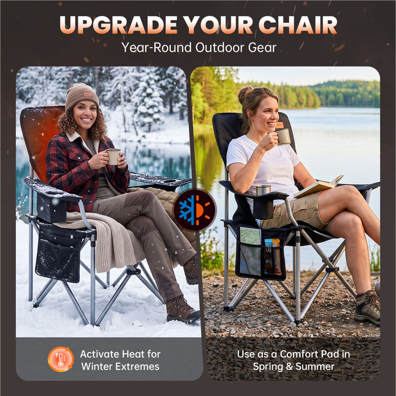 Load image into Gallery viewer, KingCamp Heated Seat Cushion for Camping Chair, Dual-Zone Heated Chair Pad with 3 Heat Settings, Choose the temperature that fits the conditions