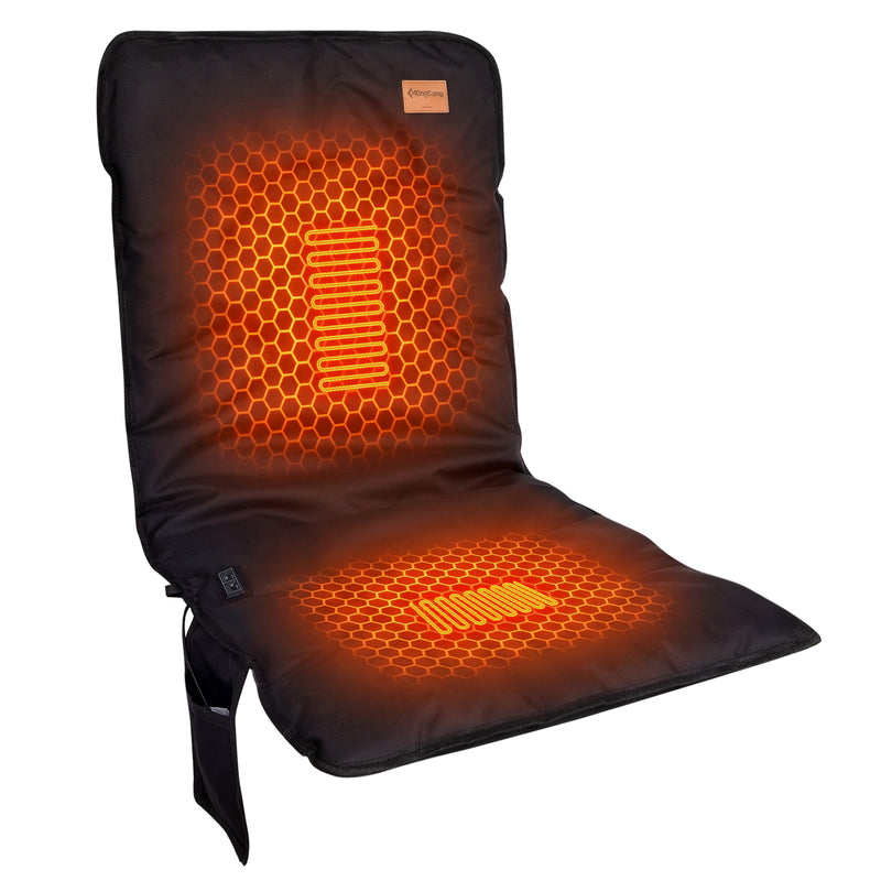 Load image into Gallery viewer, KingCamp Heated Seat Cushion for Camping Chair, Dual-Zone Heated Chair Pad with 3 Heat Settings, Full Back & Seat Coverage for Winter Camping & Ice Fishing