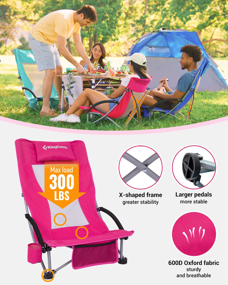 Load image into Gallery viewer, KingCamp High Mesh Back Beach Chairs RoseRed