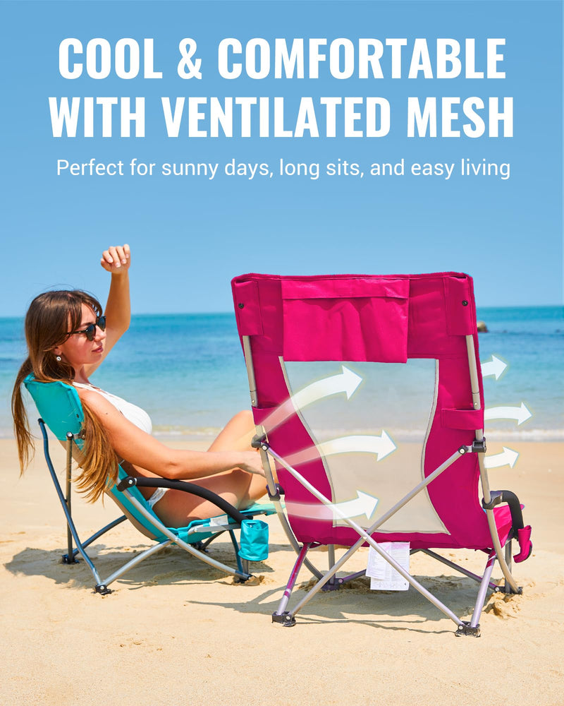 Load image into Gallery viewer, KingCamp High Mesh Back Beach Chairs RoseRed