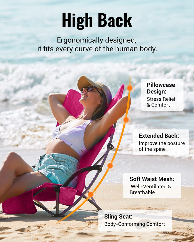 Load image into Gallery viewer, KingCamp High Mesh Back Beach Chairs RoseRed