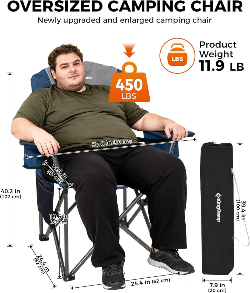 Load image into Gallery viewer, KingCamp JUNIPER C10 Oversized Folding Chair with Adjustable Lumbar Support