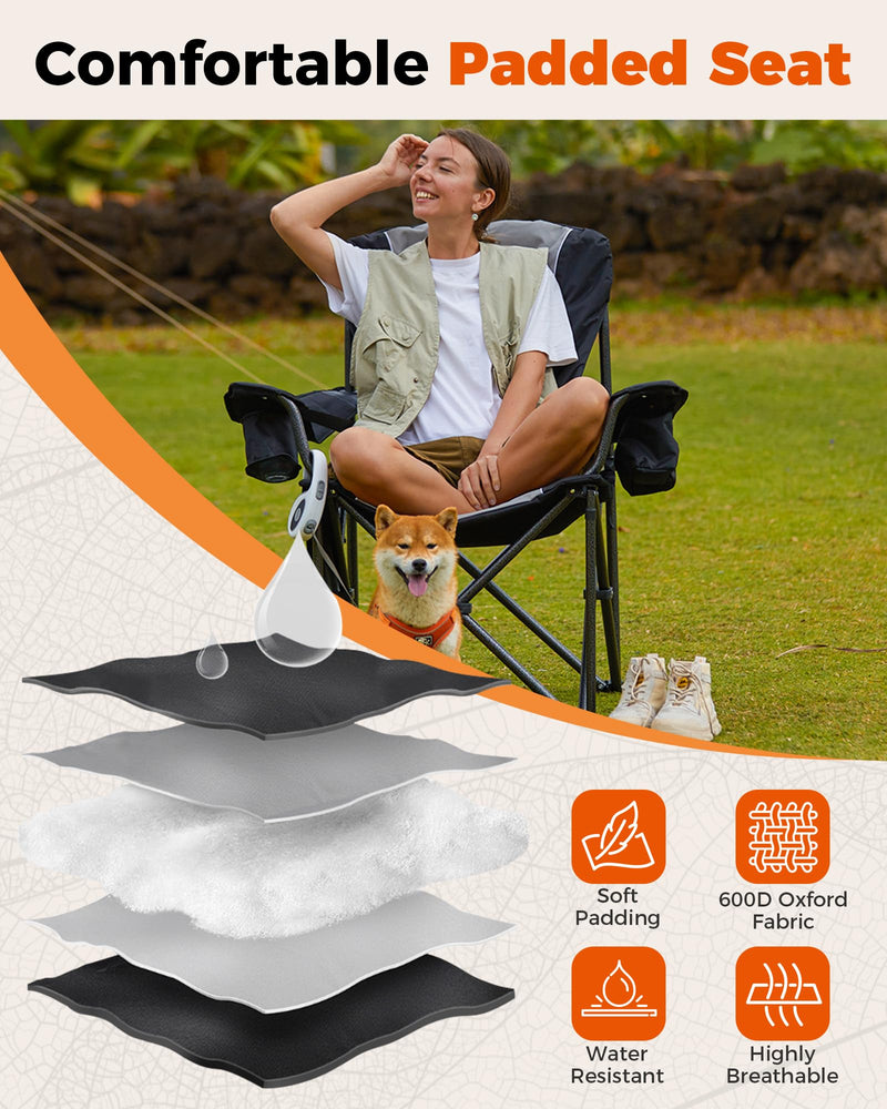 Load image into Gallery viewer, KingCamp Outdoor Comfort Bundle: Bamboo Folding Table & Oversized Camping Chair with Lumbar Support