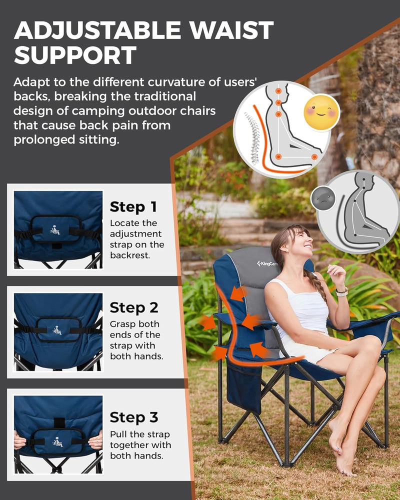 Load image into Gallery viewer, KingCamp JUNIPER C10 Oversized Folding Chair with Adjustable Lumbar Support