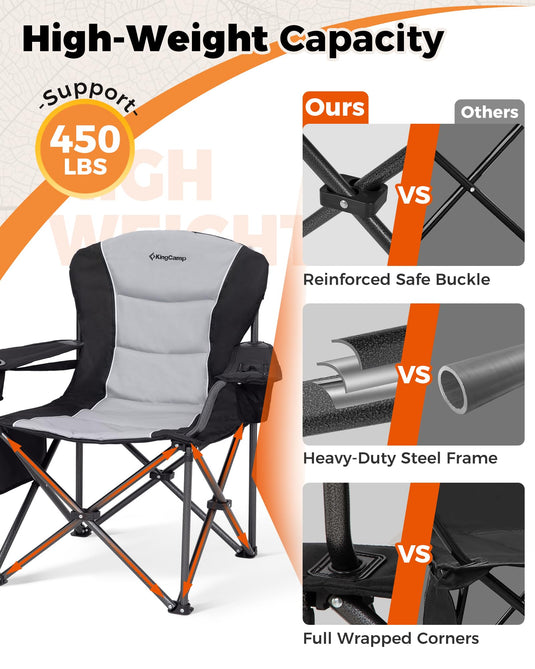 KingCamp Outdoor Comfort Bundle: Bamboo Folding Table & Oversized Camping Chair with Lumbar Support