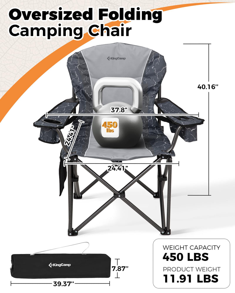 Load image into Gallery viewer, KingCamp JUNIPER C10 Oversized Folding Chair with Adjustable Lumbar Support Grey