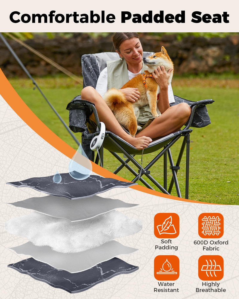 Load image into Gallery viewer, KingCamp JUNIPER C10 Oversized Folding Chair with Adjustable Lumbar Support Grey