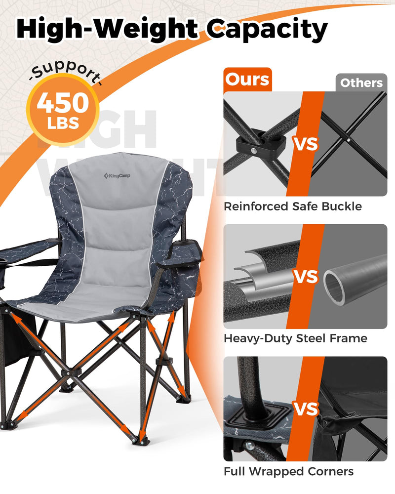 Load image into Gallery viewer, KingCamp JUNIPER C10 Oversized Folding Chair with Adjustable Lumbar Support Grey