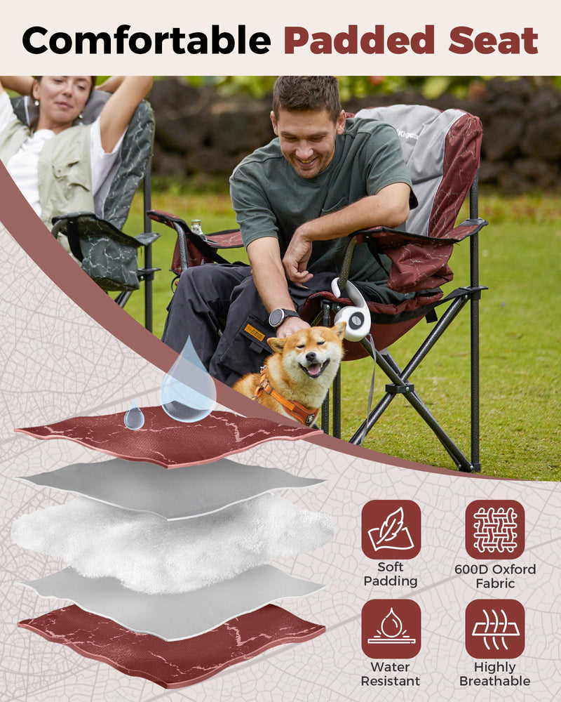 Load image into Gallery viewer, KingCamp JUNIPER C10 Oversized Folding Chair with Adjustable Lumbar Support Red
