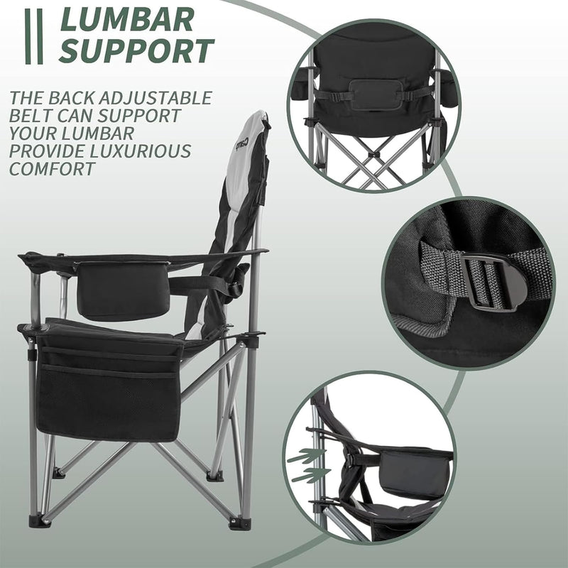 Load image into Gallery viewer, KingCamp JUNIPER C10 PLUS Heavy Duty Folding Camping Chair | 550lb Capacity Oversized Camp Chair with Lumbar Support