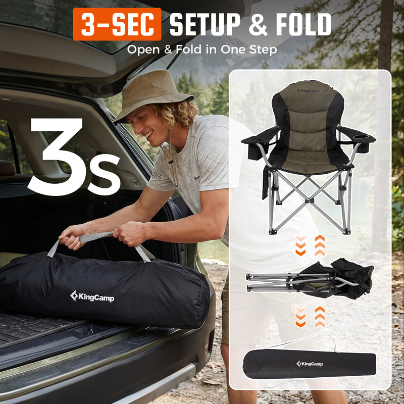 Load image into Gallery viewer, KingCamp JUNIPER C10 PLUS Heavy Duty Folding Camping Chair | 550lb Capacity Oversized Camp Chair with Lumbar Support