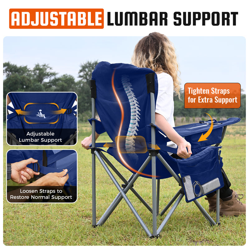 Load image into Gallery viewer, KingCamp JUNIPER C10 PLUS Heavy Duty Folding Camping Chair | 550lb Capacity Oversized Camp Chair with Lumbar Support