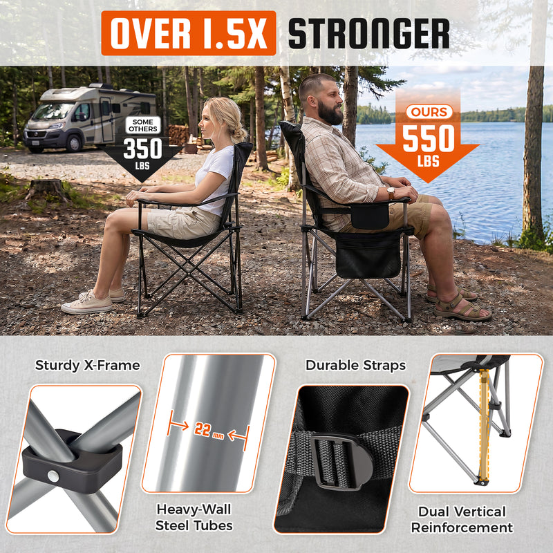 Load image into Gallery viewer, KingCamp JUNIPER C10 PLUS Heavy Duty Folding Camping Chair | 550lb Capacity Oversized Camp Chair with Lumbar Support