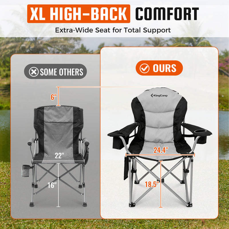 Load image into Gallery viewer, KingCamp JUNIPER C10 PLUS Heavy Duty Folding Camping Chair | 550lb Capacity Oversized Camp Chair with Lumbar Support