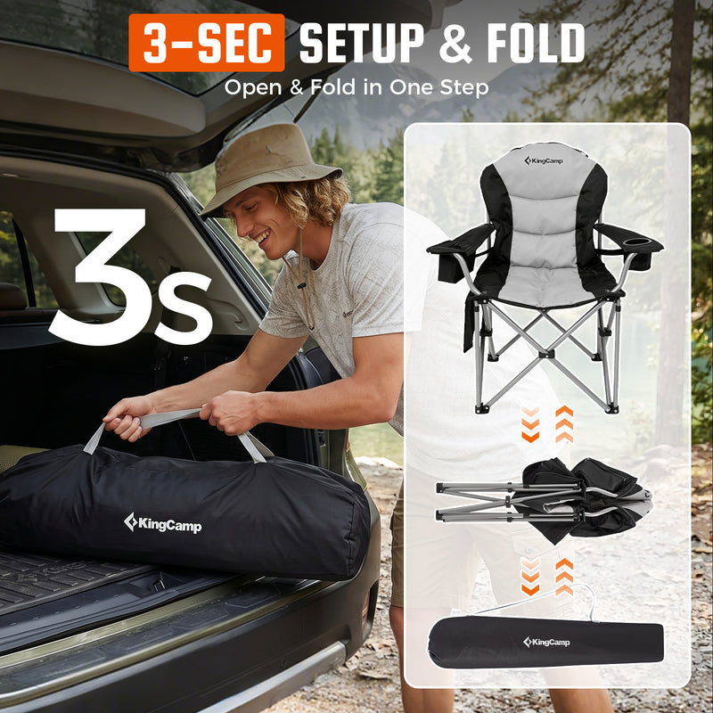 Load image into Gallery viewer, KingCamp JUNIPER C10 PLUS Heavy Duty Folding Camping Chair | 550lb Capacity Oversized Camp Chair with Lumbar Support