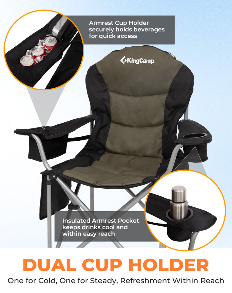 Load image into Gallery viewer, KingCamp JUNIPER C10 PLUS Heavy Duty Folding Camping Chair | 550lb Capacity Oversized Camp Chair with Lumbar Support