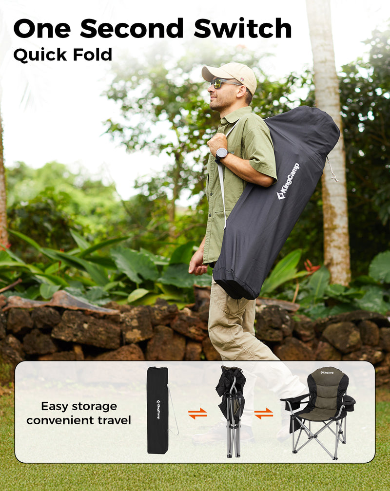 Load image into Gallery viewer, KingCamp JUNIPER C10 PLUS Heavy Duty Folding Camping Chair | 550lb Capacity Oversized Camp Chair with Lumbar Support