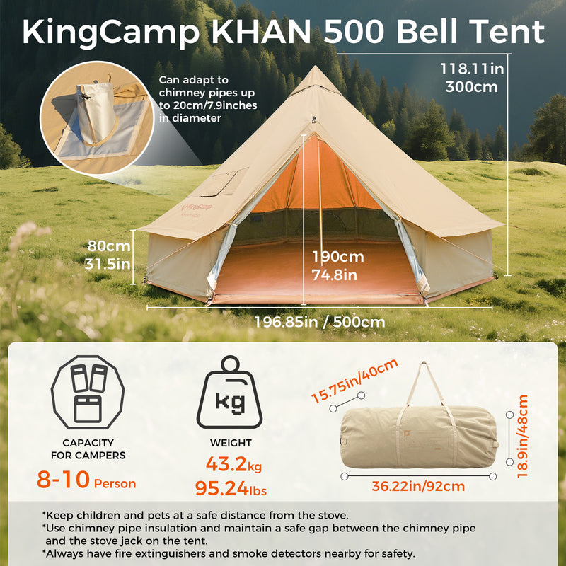 Cargue la imagen en el visor de la galería, KingCamp KHAN 500 Canvas Bell Tents