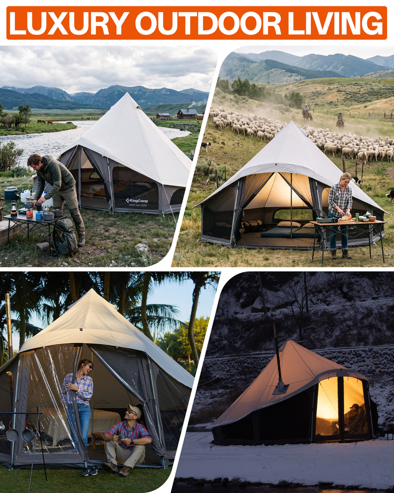 Load image into Gallery viewer, KingCamp KHAN LIGHT Hot Tent with Stove Jack, Canvas Bell Tent for Winter Camping 4-6 Persson