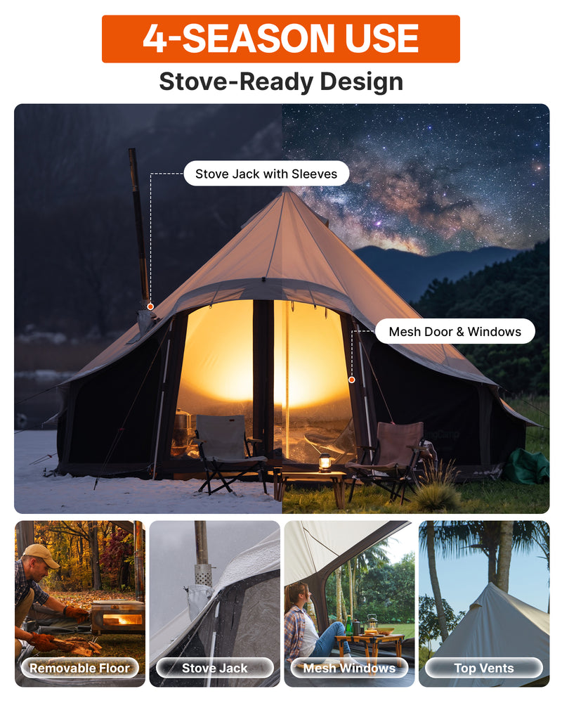 Load image into Gallery viewer, KingCamp KHAN LIGHT Hot Tent with Stove Jack, Canvas Bell Tent for Winter Camping 4-6 Persson