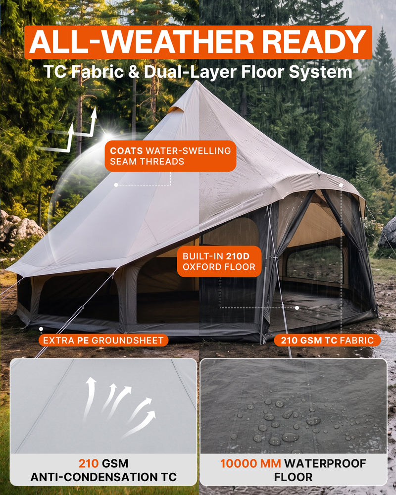 Load image into Gallery viewer, KingCamp KHAN LIGHT Hot Tent with Stove Jack, Canvas Bell Tent for Winter Camping 4-6 Persson
