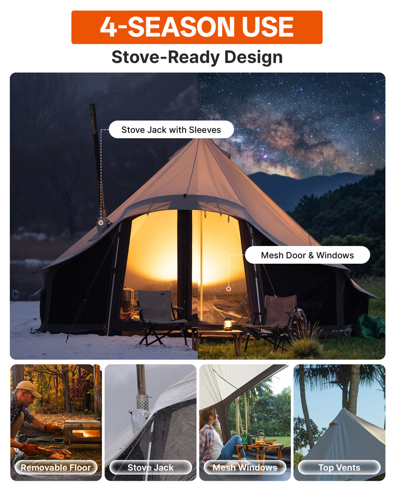 Load image into Gallery viewer, KingCamp KHAN LIGHT Hot Tent with Stove Jack, Canvas Bell Tent for Winter Camping 8-10 Persson