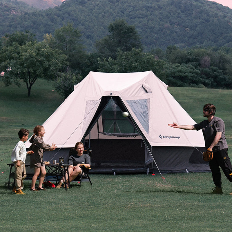 Load image into Gallery viewer, KingCamp KHAN VILLA 4.6M (15FT) TC Canvas Glamping Tent – 4-6 Person 4-Season Luxury Cabin Tent with Stove Jack, 2 Bedrooms & 1 Living Room Layout, Heavy Duty 30mm Aluminum Frame for Winter Hot Tent Camping