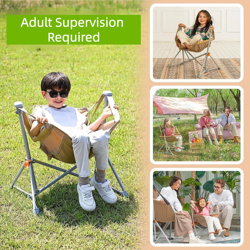 Load image into Gallery viewer, Perfect Gift For Kid KingCamp Kids Hammock Chair with Stand – Adjustable Folding Chair for Outdoor & Indoor Use