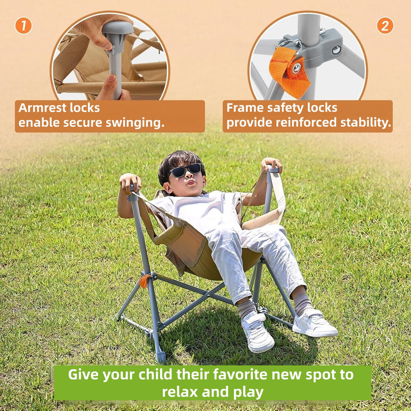 Load image into Gallery viewer, Perfect Gift For Kid KingCamp Kids Hammock Chair with Stand – Adjustable Folding Chair for Outdoor & Indoor Use