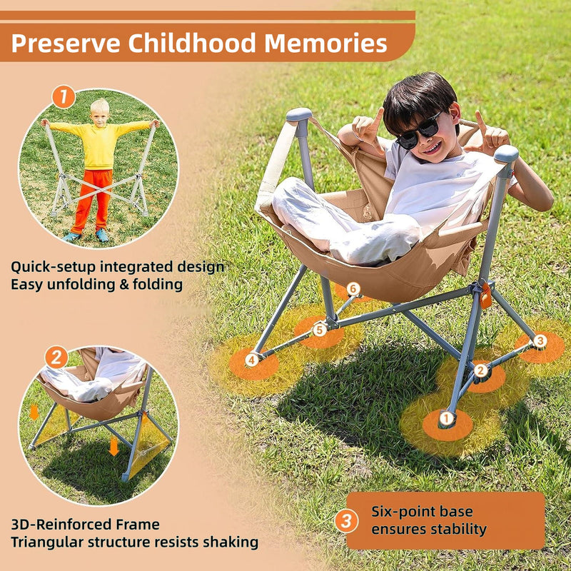Load image into Gallery viewer, Perfect Gift For Kid KingCamp Kids Hammock Chair with Stand – Adjustable Folding Chair for Outdoor & Indoor Use