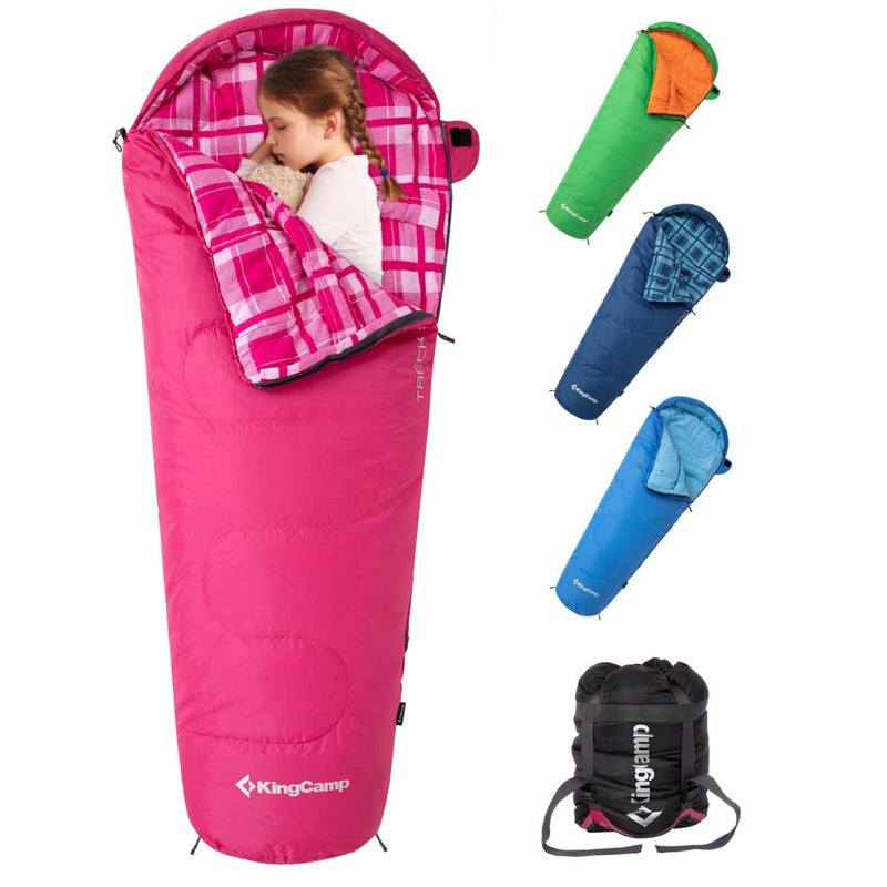 Load image into Gallery viewer, KingCamp Kids Mummy Sleeping Bag - 3-Season Warm & Snug Fit for Camping, Ages 8-12 (up to 4'7" Tall) Pink