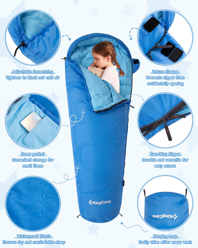 Load image into Gallery viewer, KingCamp Kids Mummy Sleeping Bag with Inner Pocket and Waterproof Fabric