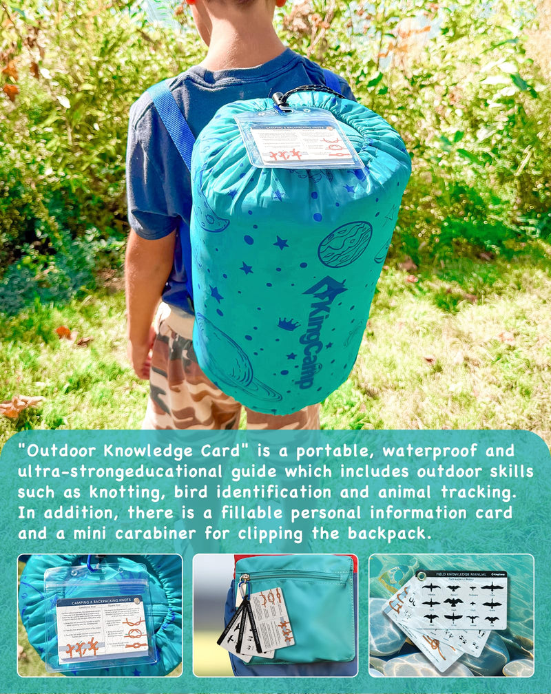 Load image into Gallery viewer, KingCamp Kids Sleeping Bag Children 3-4 Season Winter Flannel Liner Cotton Warm Lightweight Single for Camping Hiking Backpacking Outdoor with Compression Sack for Girls Boys